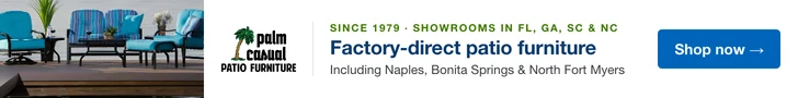 Palm Casual: factory-direct patio furniture since 1979, with showrooms across Florida, Georgia and the Carolinas, including Naples, Bonita Springs and North Fort Myers. Shop now at palmcasual.com (opens in a new tab).