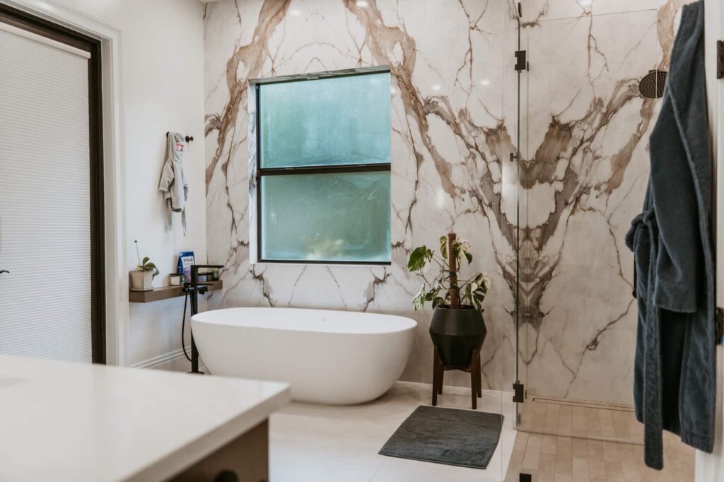 Primary bath: freestanding tub Primary bath: freestanding tub (Alliance Construction remodel, Southwest Florida)