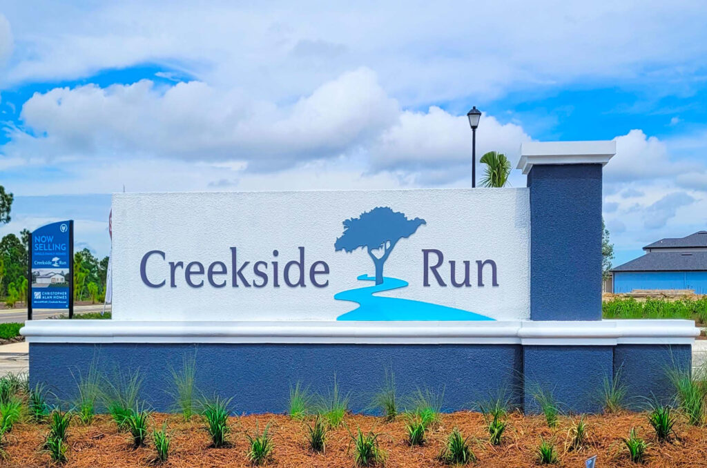 Entrance monument at Creekside Run, Babcock Ranch, Punta Gorda, FL