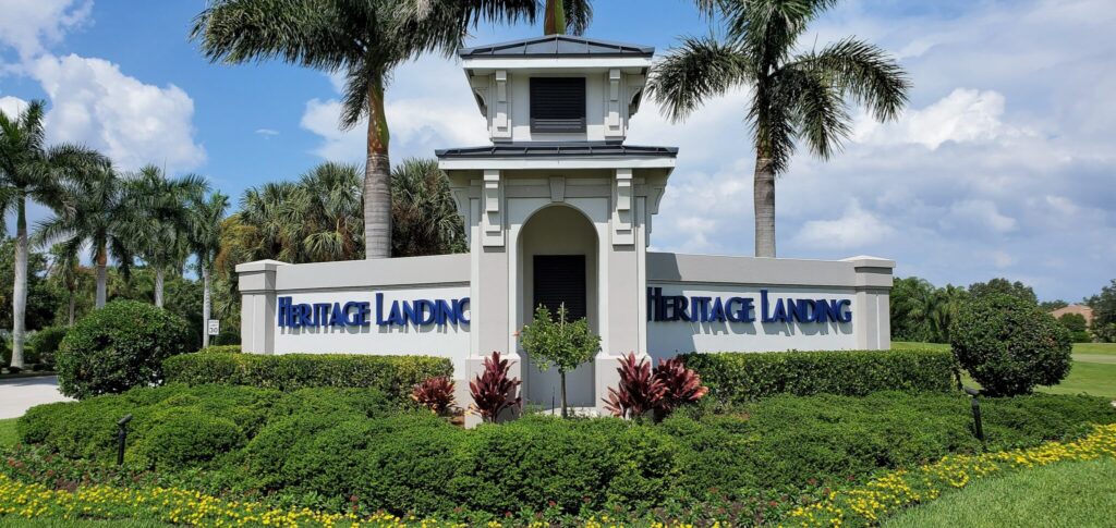 Entrance monument at Heritage Landing, Punta Gorda, FL