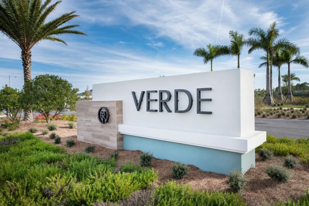 Entrance monument at Verde, Babcock Ranch, Punta Gorda, FL